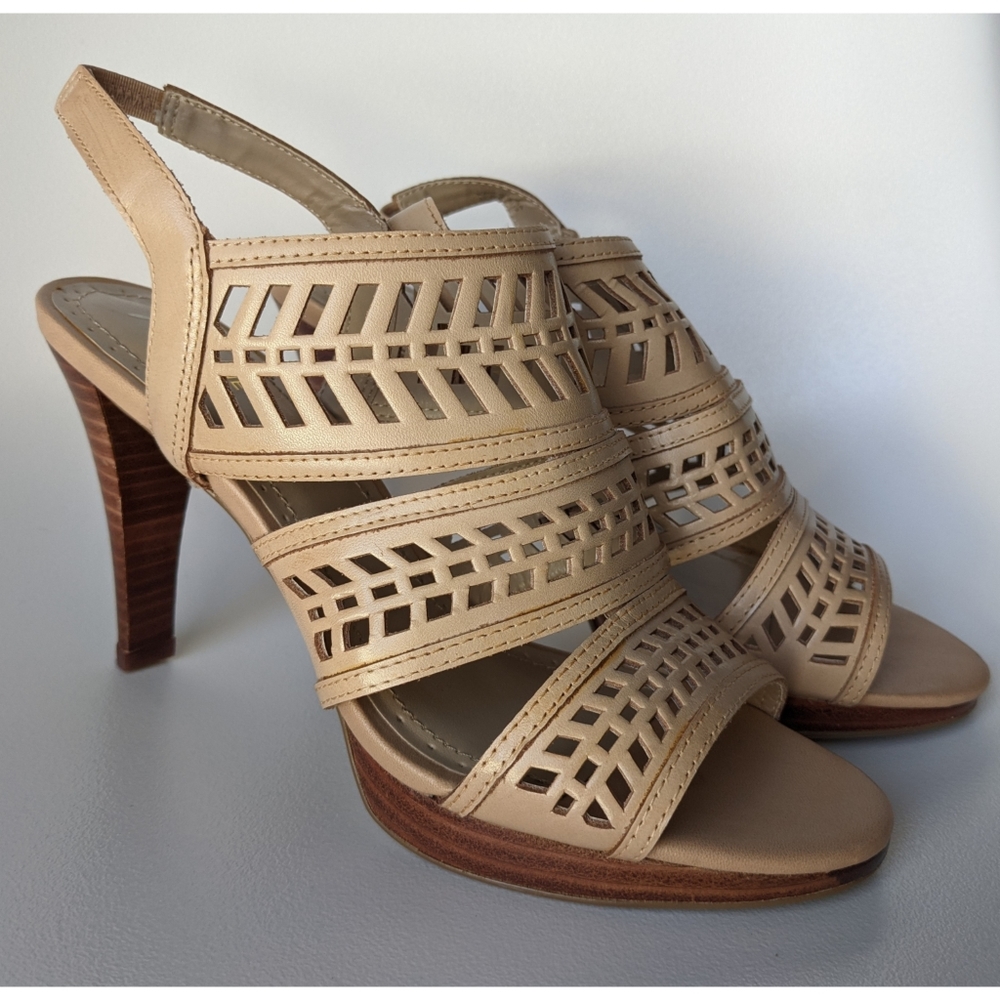Adrienne Vittadini Nude Slingback Heeled Sandal